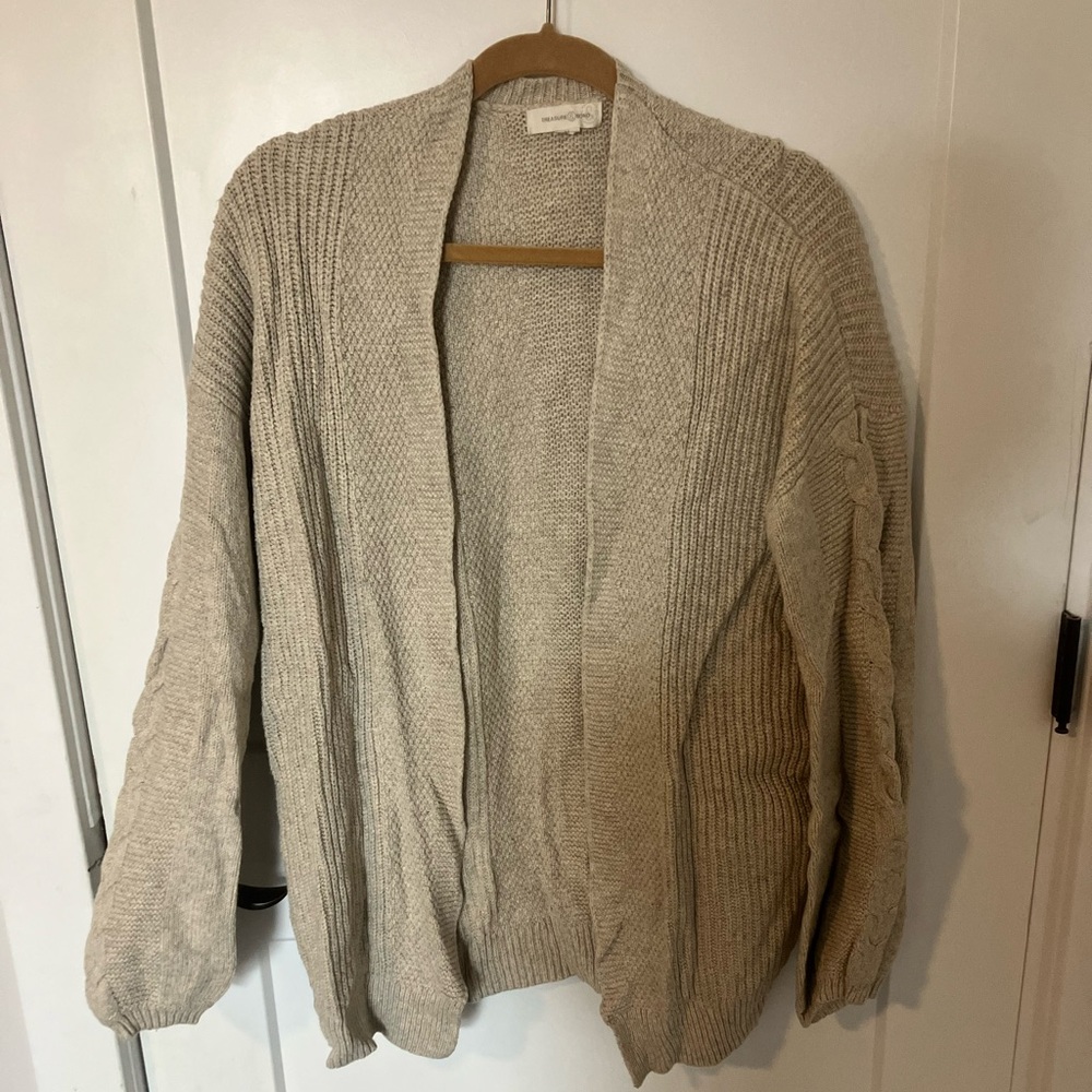 Treasure & Bond Oatmeal oversized Ribbed Knit Cardigan